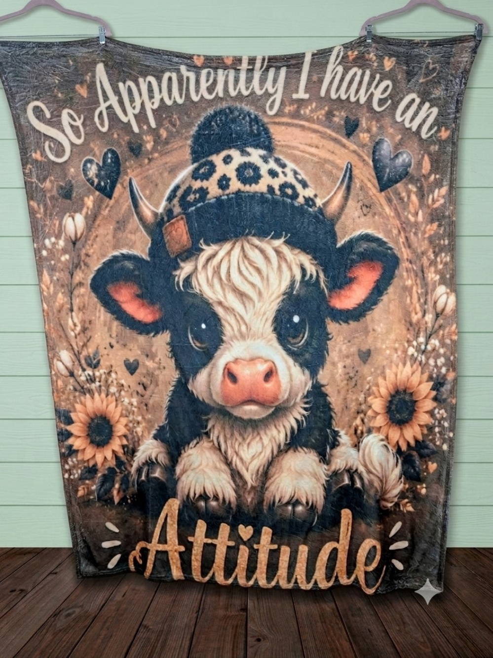XL So Apparently I Have an Attitude Cow Throw Blanket